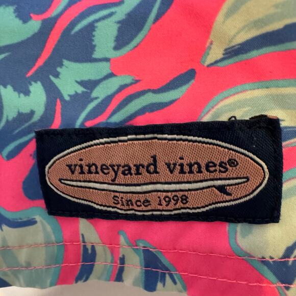 Vineyard Vines Swim Trunks M Pink Blue Floral Shell Print Board Shorts - Picture 3 of 8